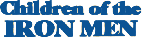 A green banner with blue letters on it.